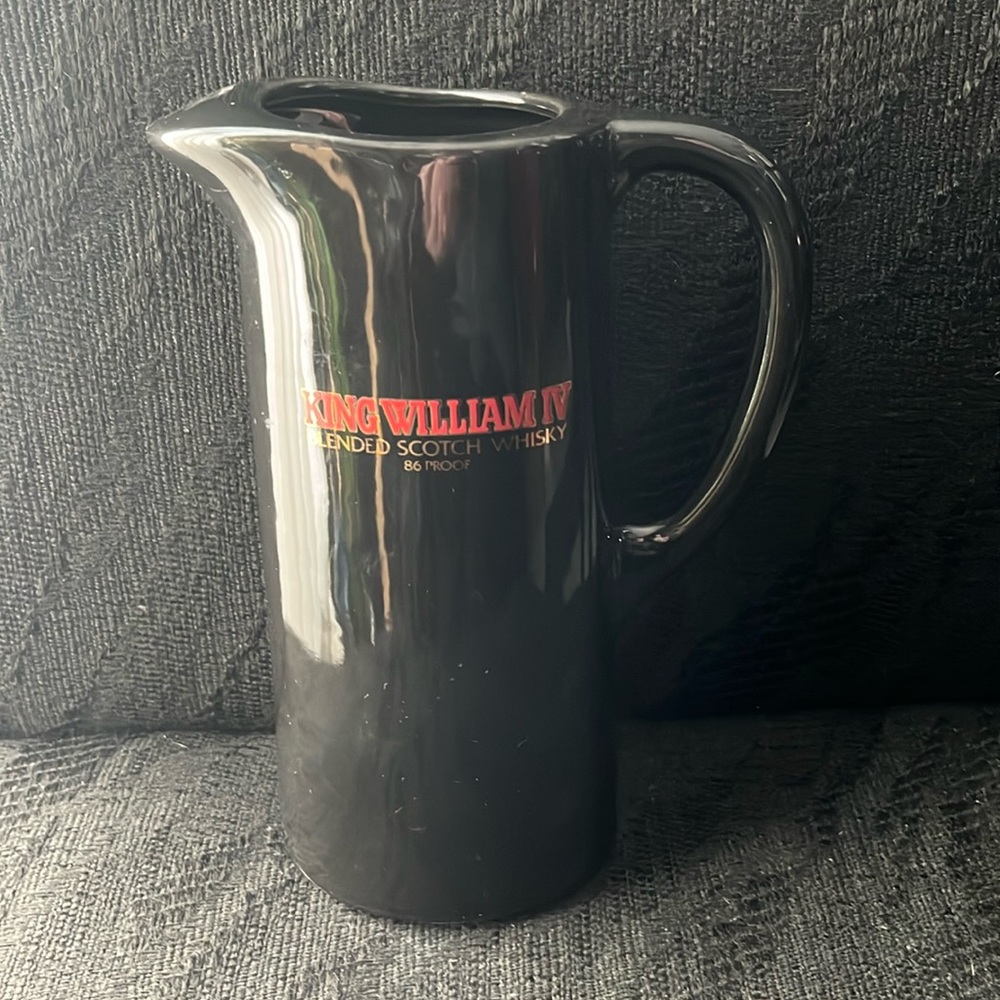 King William IV Blended Scotch Whisky Black Ceramic Pitcher
